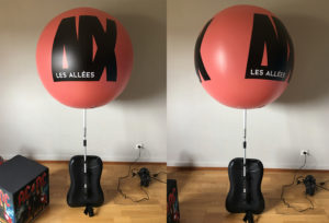 ballon publicitaire sur sac à dos street marketing Aix les Allées
