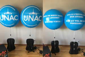 ballon publicitaire sur sac à dos street marketing UNAC
